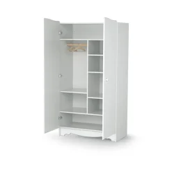 Chambre trio marelle lit 60x120 cm + commode à langer + armoire blanc