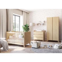 Chambre trio muve chêne lit 70x140 cm + commode + armoire 2 portes