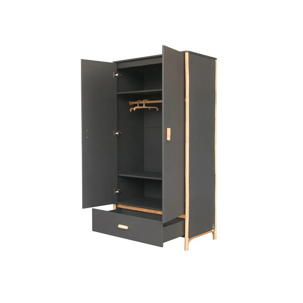 Chambre trio océane ardoise lit 70x140 cm + commode + armoire