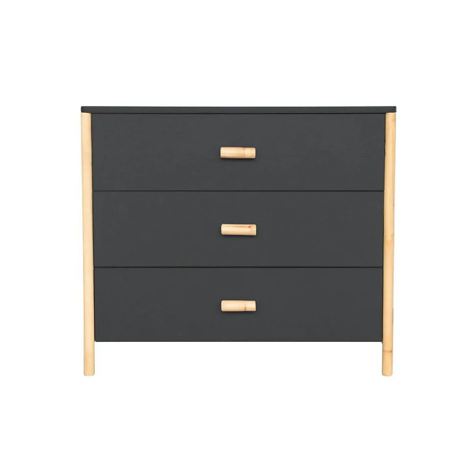 Chambre trio océane ardoise lit 70x140 cm + commode + armoire