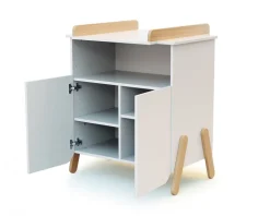 Chambre trio pirate lit 70x140 cm + meuble à langer + armoire blanc et hêtre verni