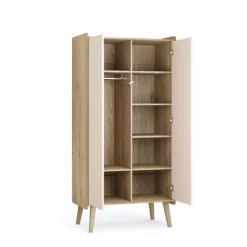 Chambre trio vintage fresh beige lit 70x140 cm + commode + armoire 2 portes