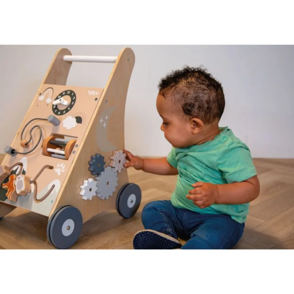 Chariot d'activités et de marche 12 mois et + avec cubes en bois