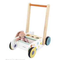 Chariot de marche enfant avec cubes en bois à encastrer pure