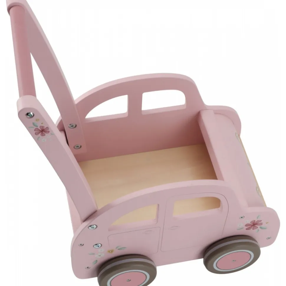 Chariot voiture en bois fsc - rose