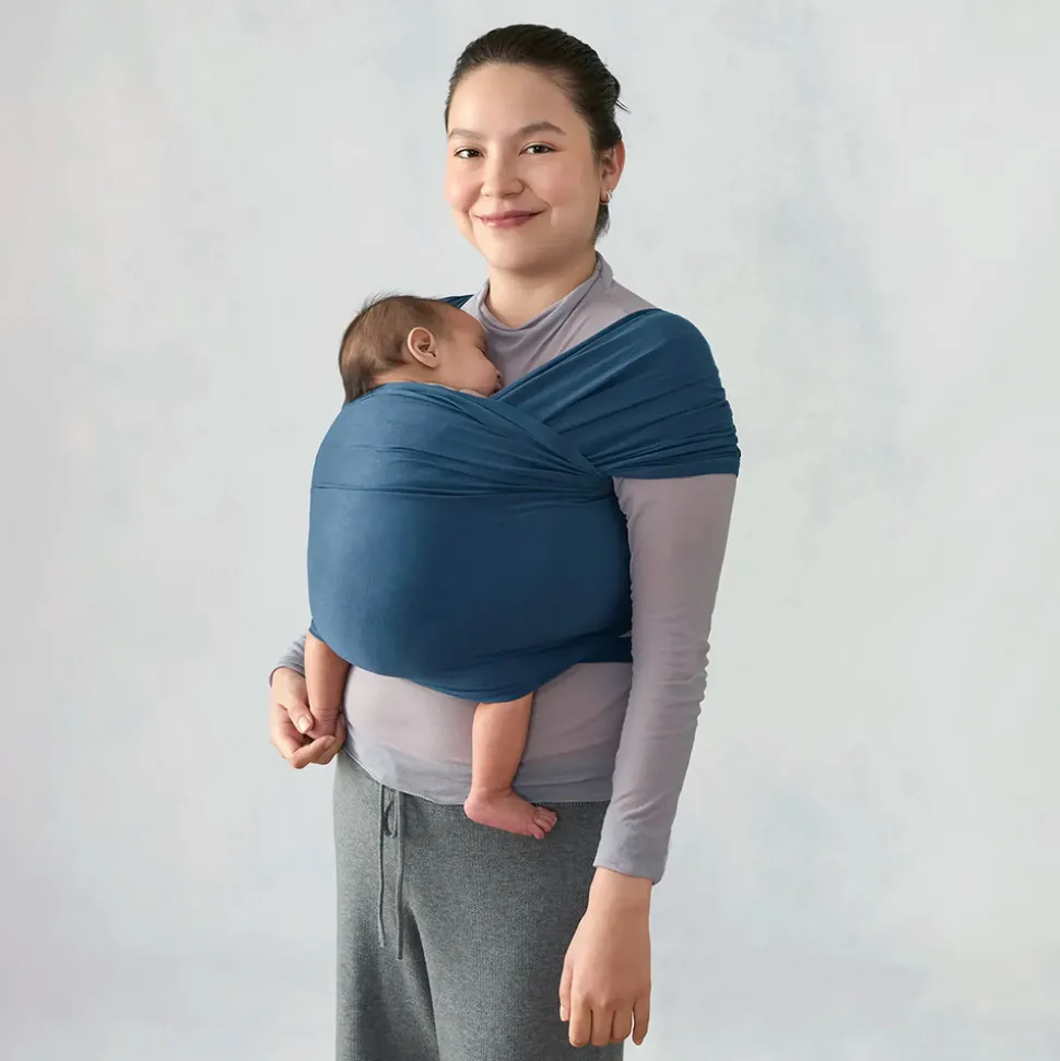 Écharpe de portage aura en tissu tricoté bleu nuit