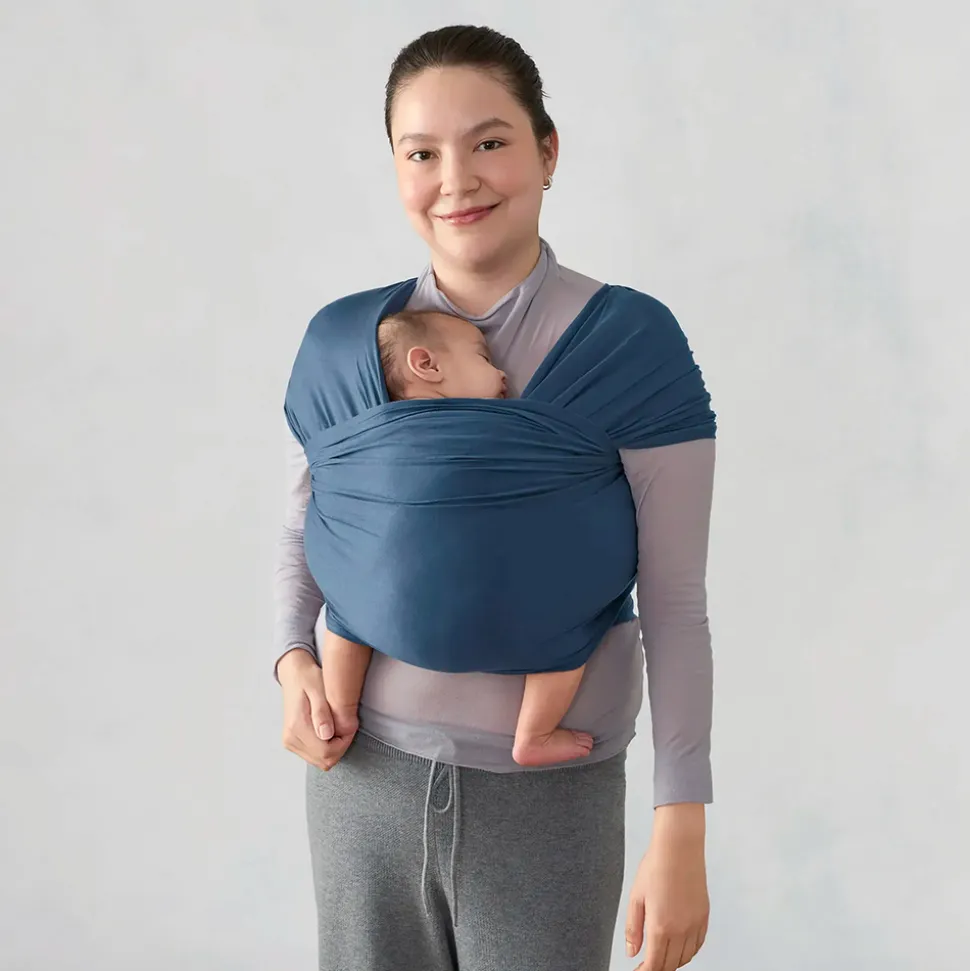 Écharpe de portage aura en tissu tricoté bleu nuit