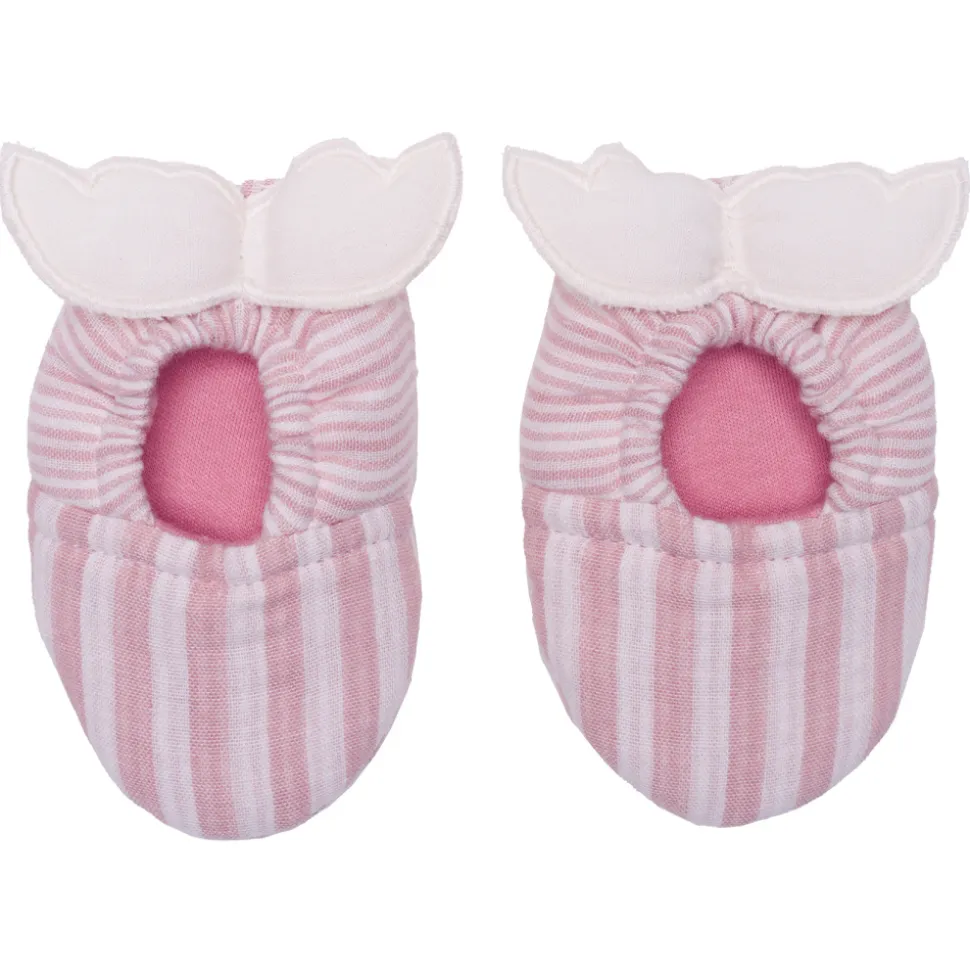 Chaussons ailes d'ange 0-6 mois rayé vieux rose