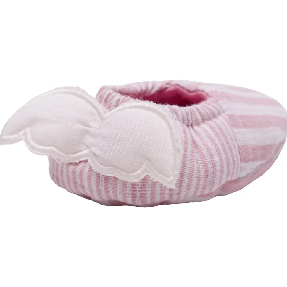 Chaussons ailes d'ange 0-6 mois rayé vieux rose