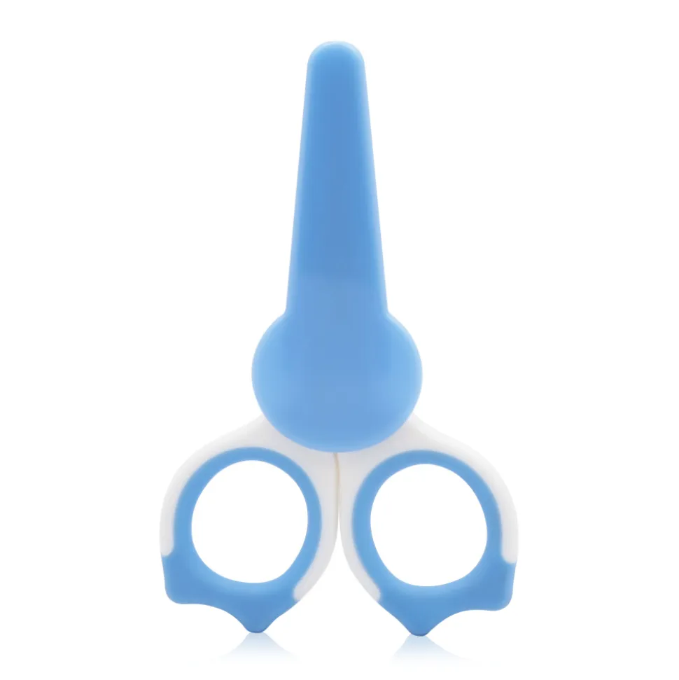 Ciseaux bébé avec capuchon bleu