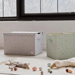 Coffre à jouets terrazzo gris clair