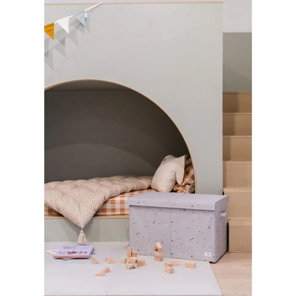 Coffre à jouets terrazzo vert