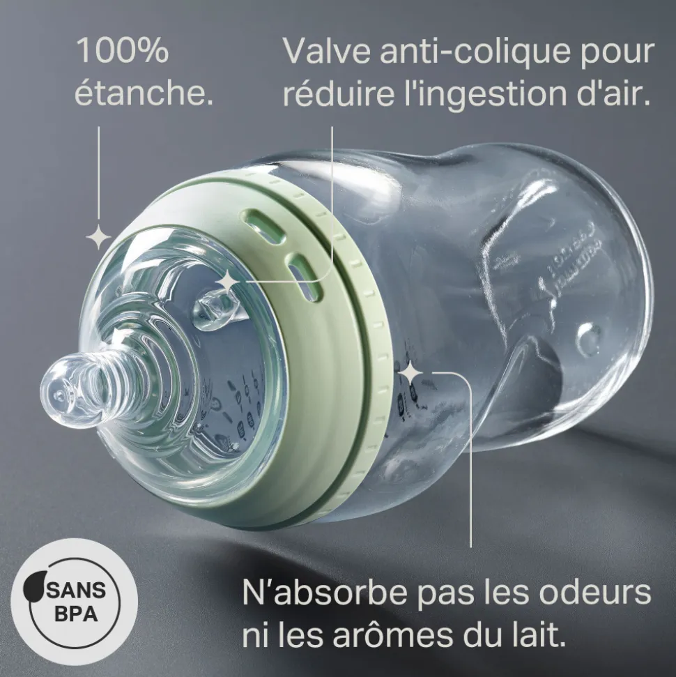 Coffret de naissance natural start biberons verre anti-colique bébé 150 et 260 ml