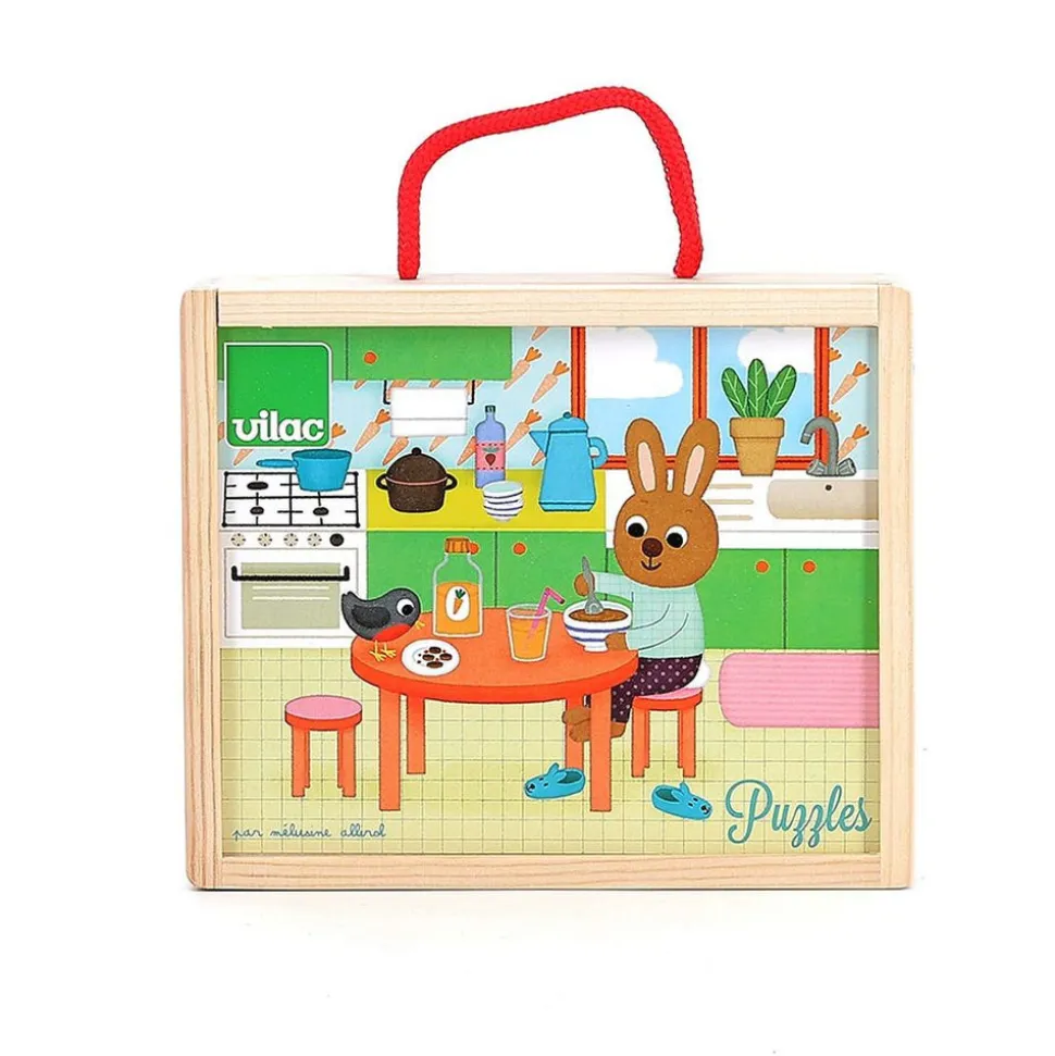 Coffret de 4 puzzles en bois - la maison