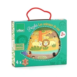 Coffret de 4 puzzles en bois - les animaux du zoo