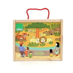 Coffret de 4 puzzles en bois - les animaux du zoo