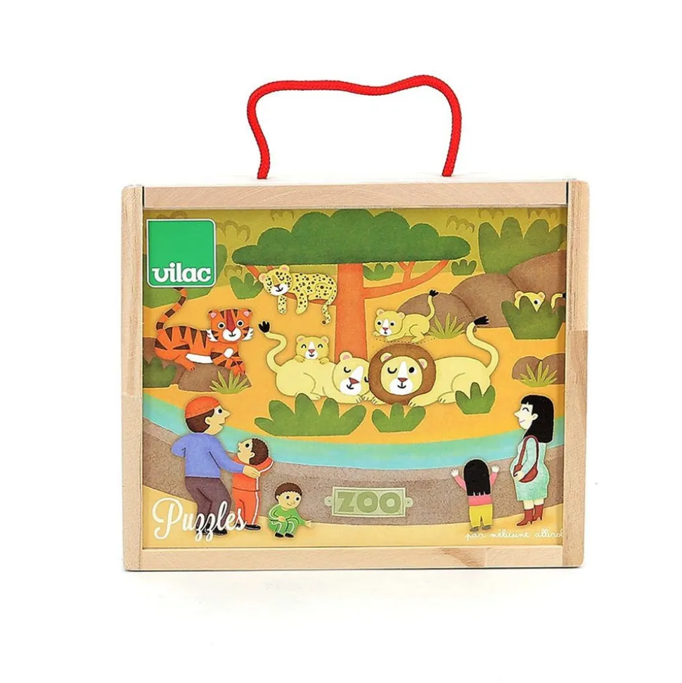 Coffret de 4 puzzles en bois - les animaux du zoo