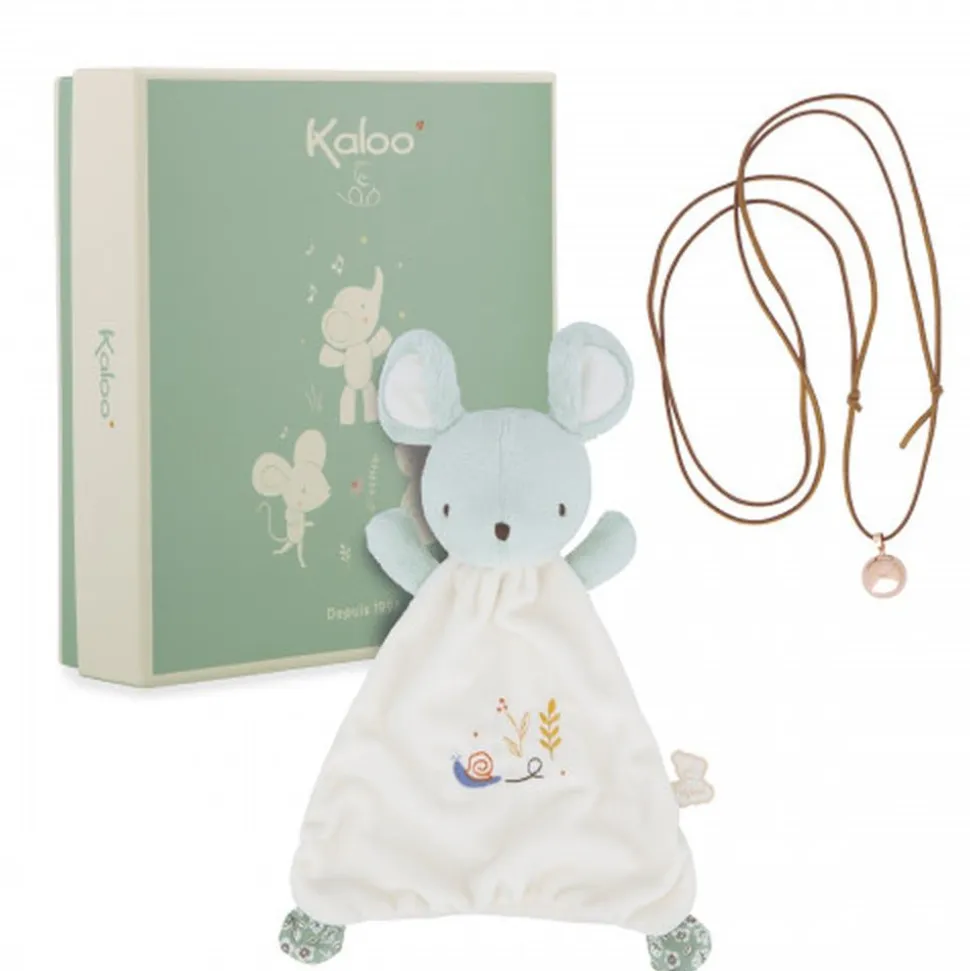 Coffret naissance doudou et collier bola souris