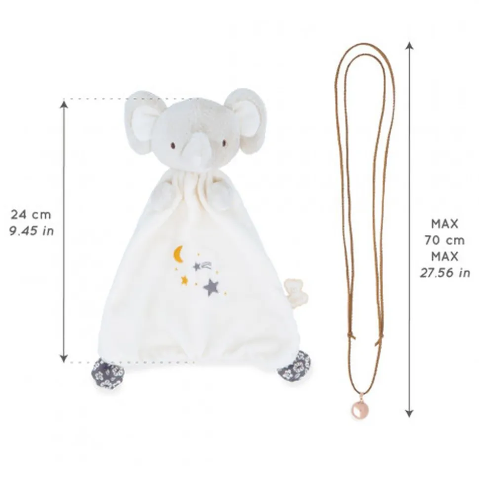 Coffret naissance doudou et collier bola elephant