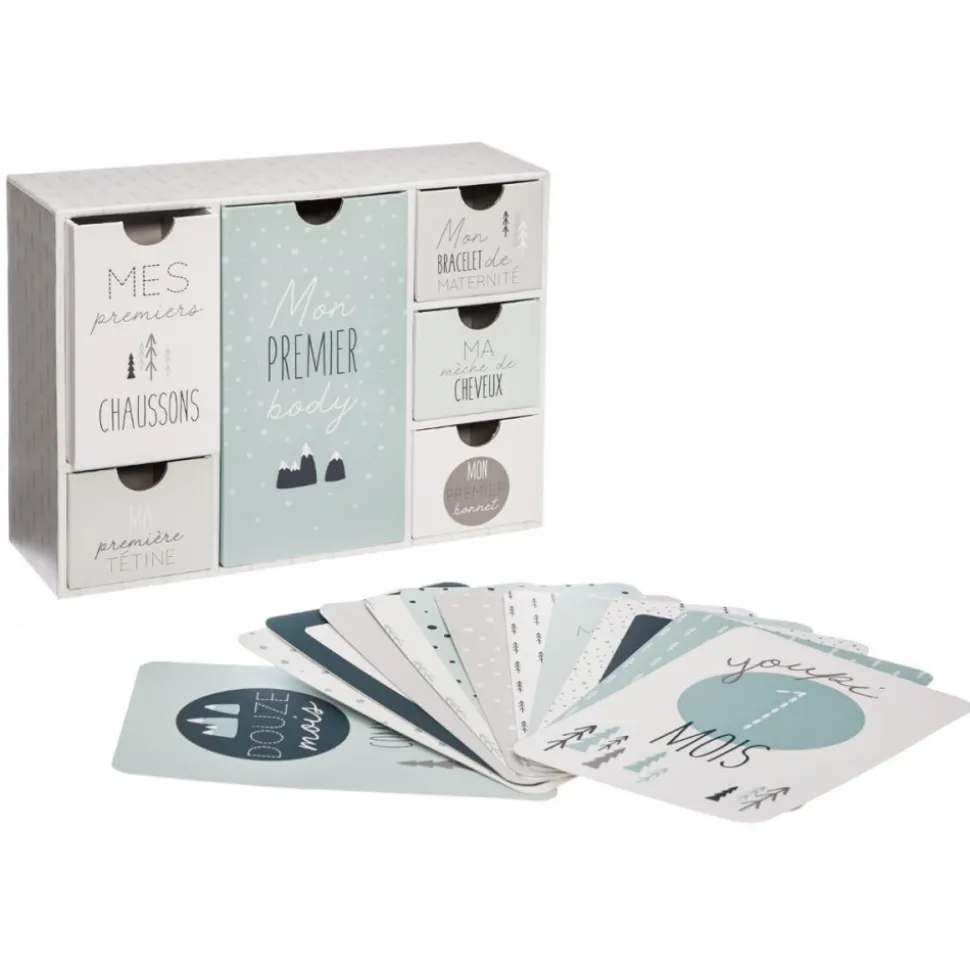 Coffret naissance 6 tiroirs avec cartes étapes - modèle aléatoire