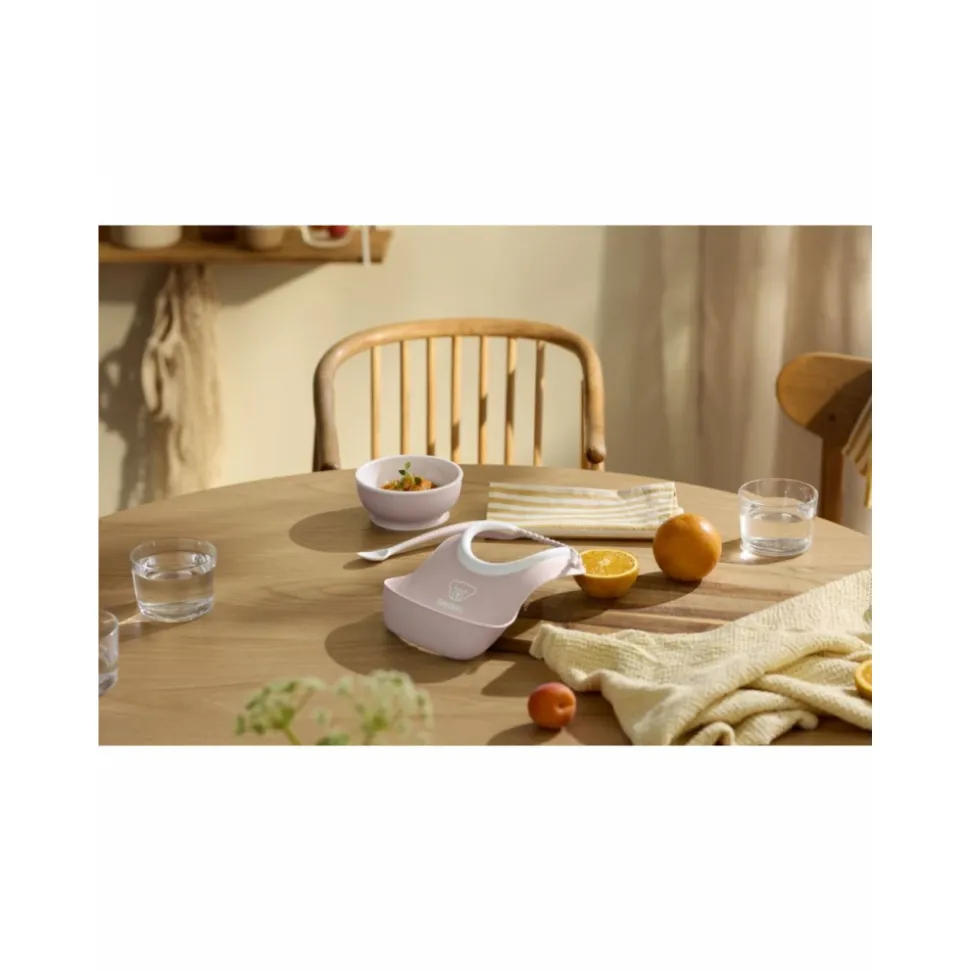 Coffret repas avec bavoir bleu pastel