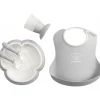 Coffret repas avec bavoir gris