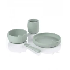 Coffret repas bébé en silicone mint