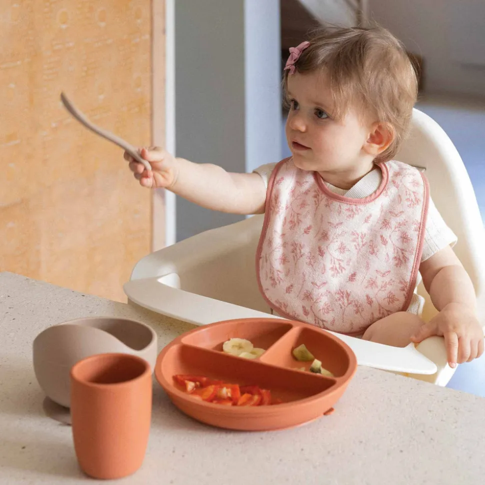 Coffret repas bébé 4 pièces silicone terre de sienne & sable