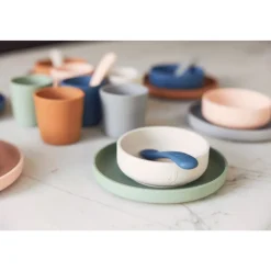 Coffret repas bébé silicone pale pink