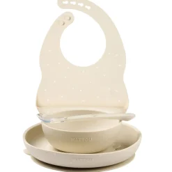 Coffret repas 4 pièces avec bavoir argile/etoiles
