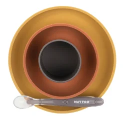 Coffret repas silicone lapidou ocre/brique/gris