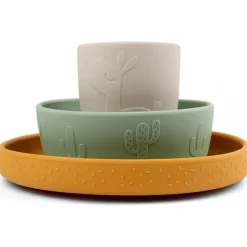 Coffret repas ventouse lalee vert/moutarde/sable