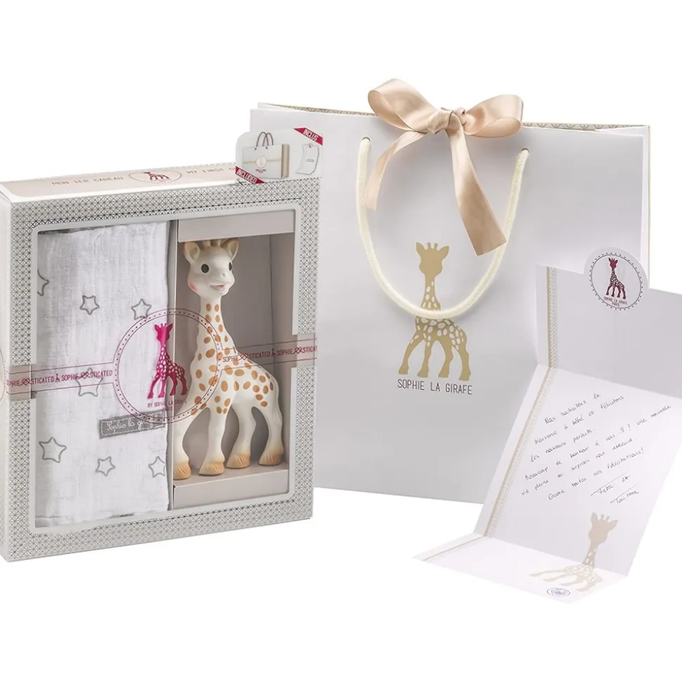 Coffret sophie la girafe et lange 120 x 120 cm