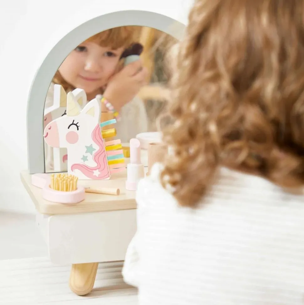 Coiffeuse de table en bois pour enfant licorne