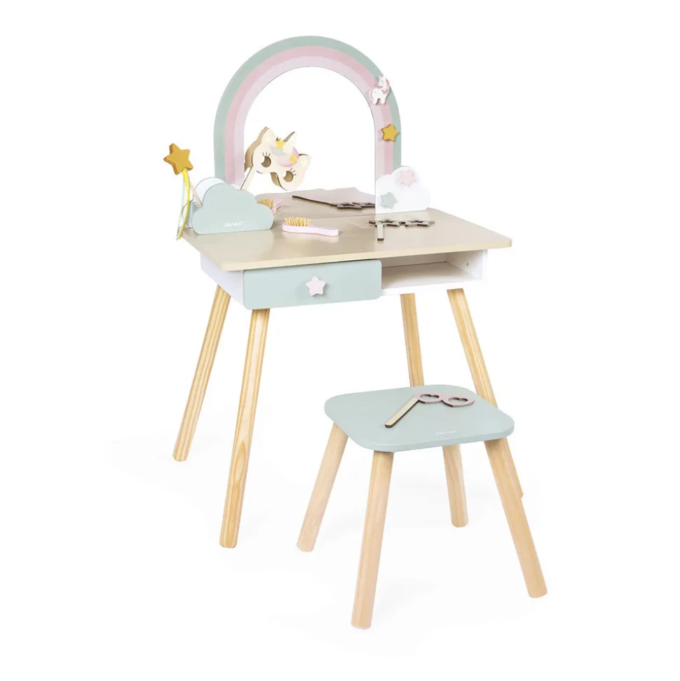Coiffeuse en bois pour enfant licorne