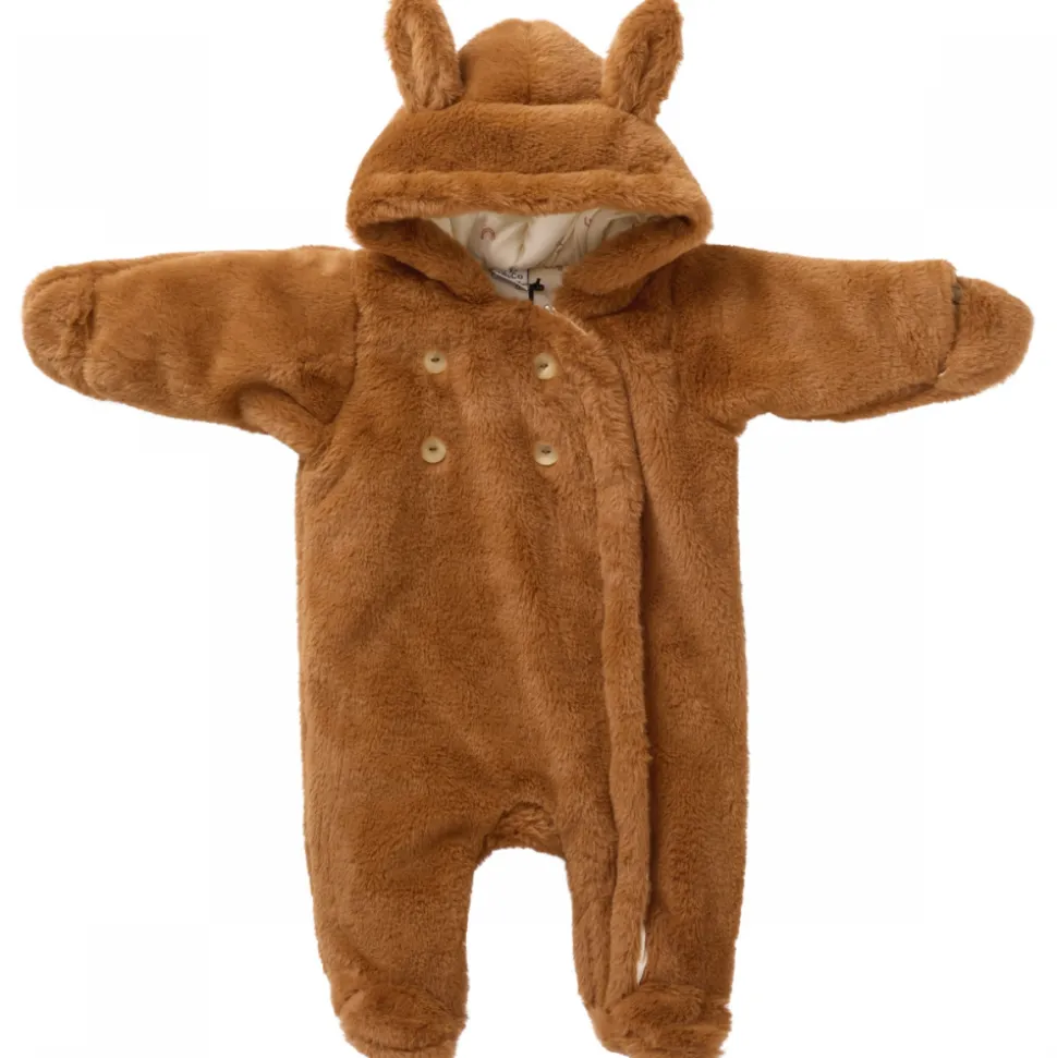 Combi pilote lapin en fausse fourrure angora - havane 0-3 mois