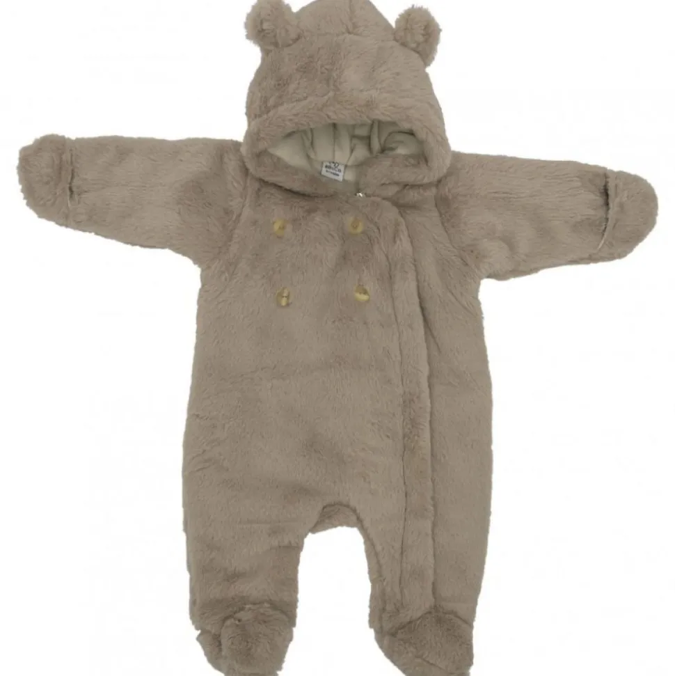 Combi pilote ours en fausse fourrure angora beige 3-6 mois