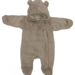Combi pilote ours en fausse fourrure angora beige 0-3 mois