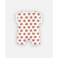 Combishort à imprimée en coton, écru/rouge 3 mois