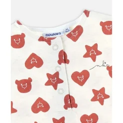 Combishort à imprimée en coton, écru/rouge 3 mois