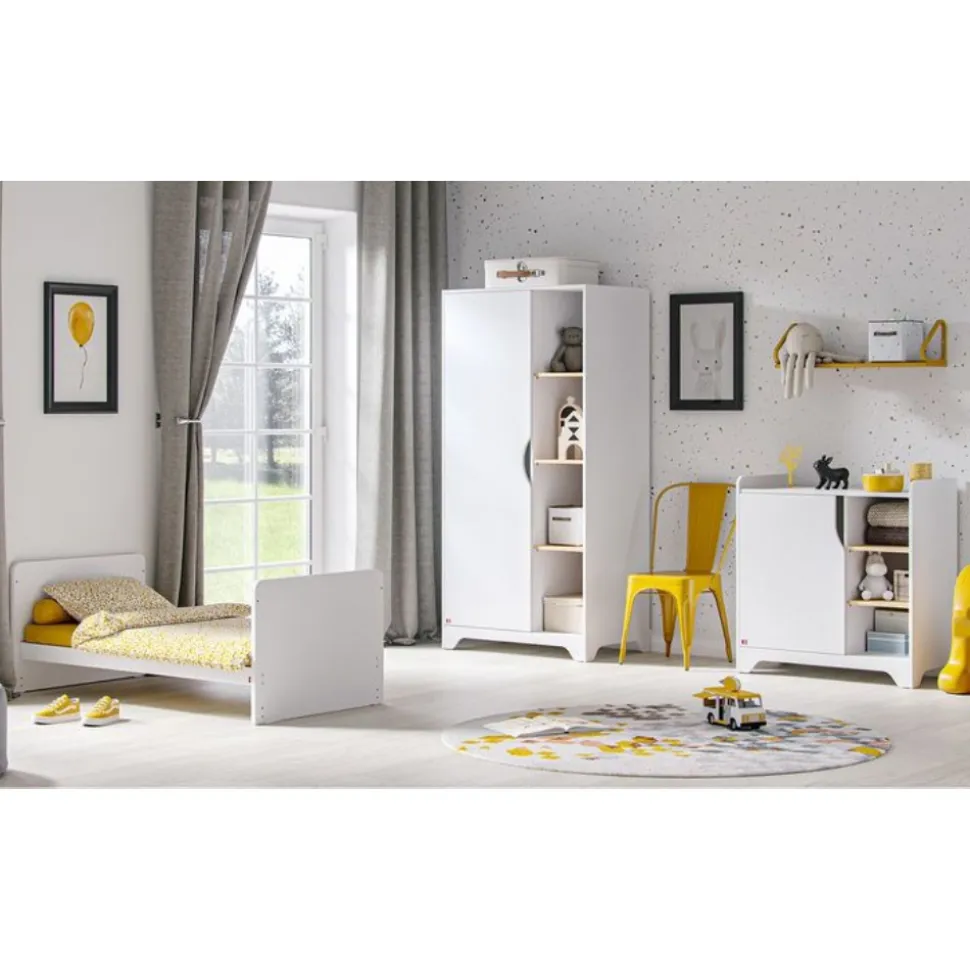 Commode avec plan à langer bois et blanc leaf