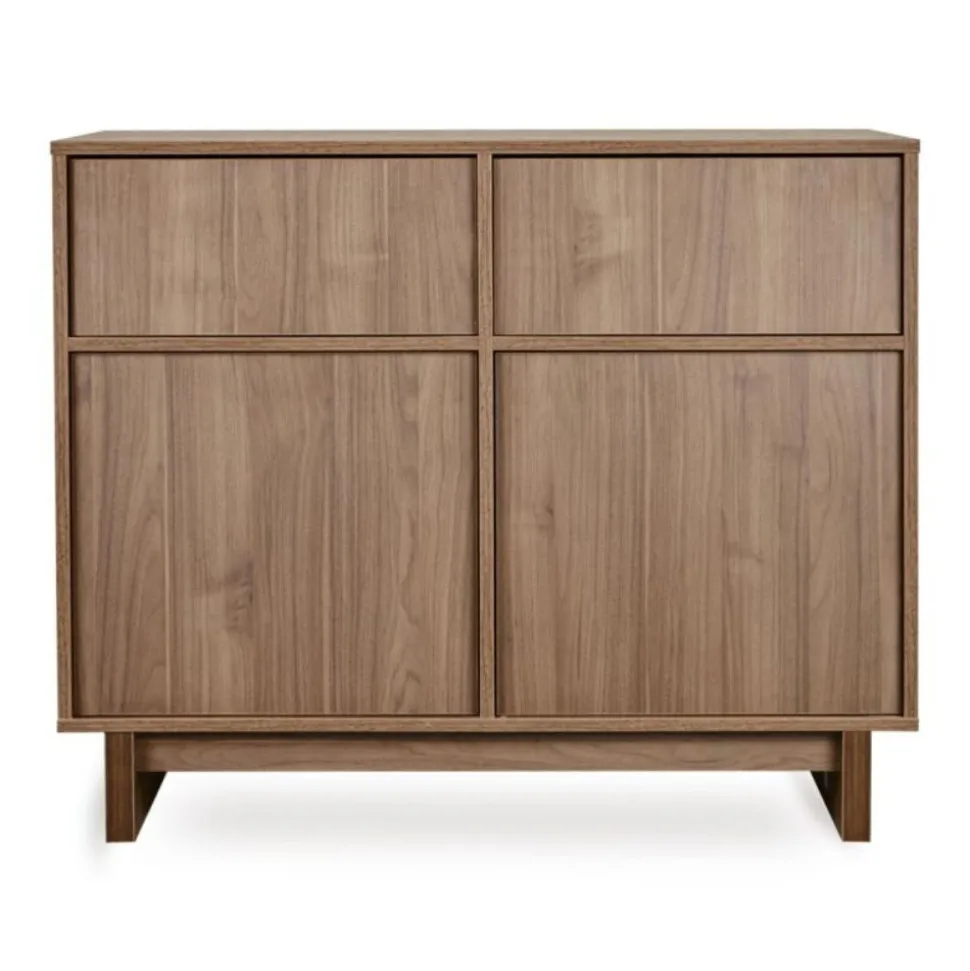 Commode avec 2 portes et 2 tiroirs kyo - walnut