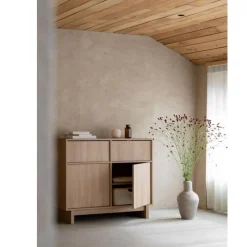 Commode avec 2 portes et 2 tiroirs kyo - honey ash