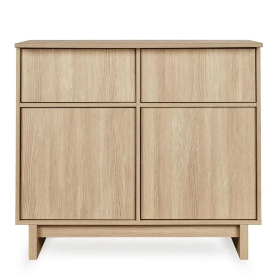 Commode avec 2 portes et 2 tiroirs kyo - honey ash