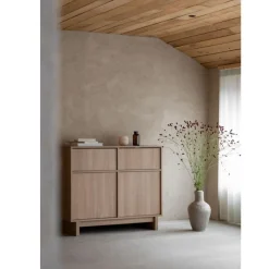 Commode avec 2 portes et 2 tiroirs kyo - honey ash