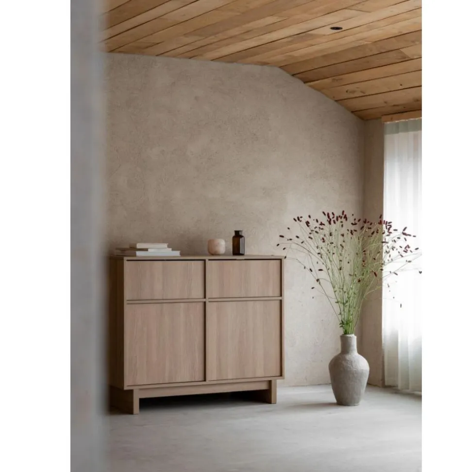 Commode avec 2 portes et 2 tiroirs kyo - honey ash