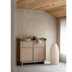 Commode avec 2 portes et 2 tiroirs kyo - honey ash