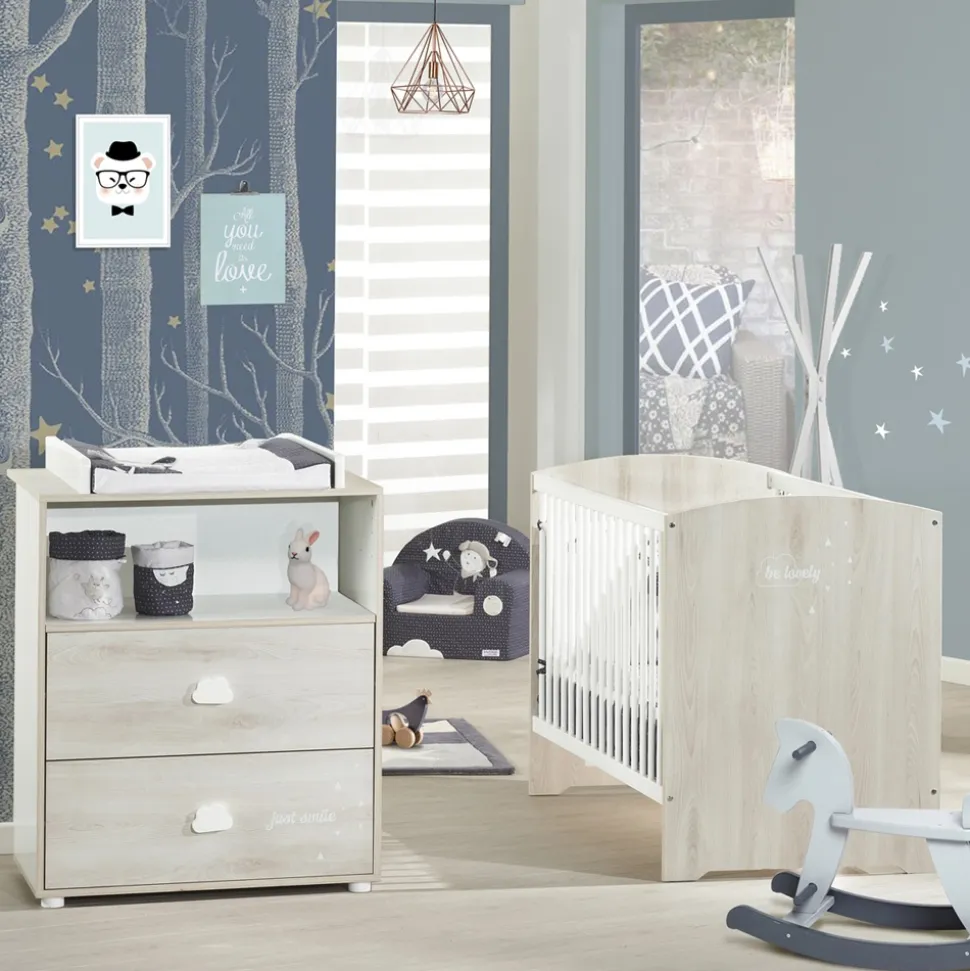 Commode bébé avec dispositif à langer smile hêtre cendré