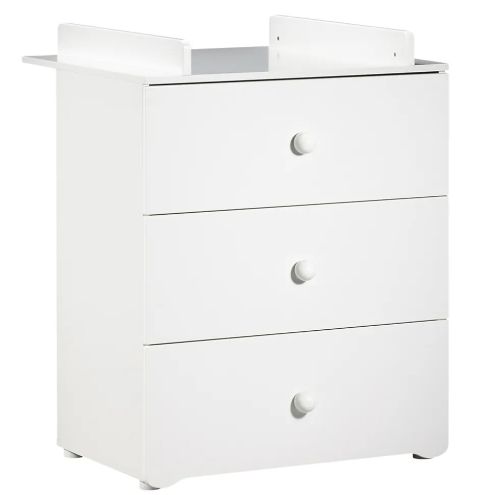 Commode bébé avec dispositif à langer boutons boule blanc