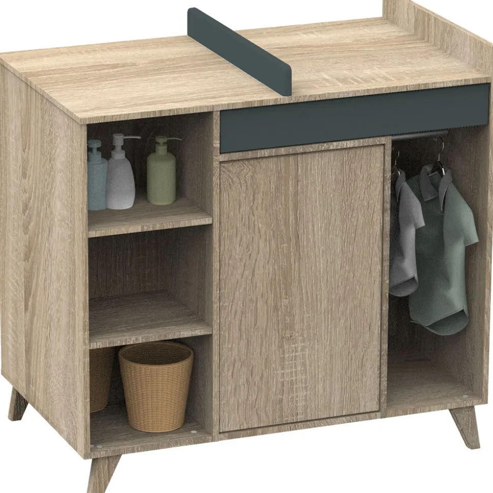 Commode bébé évolutive en bureau nova gris volcan